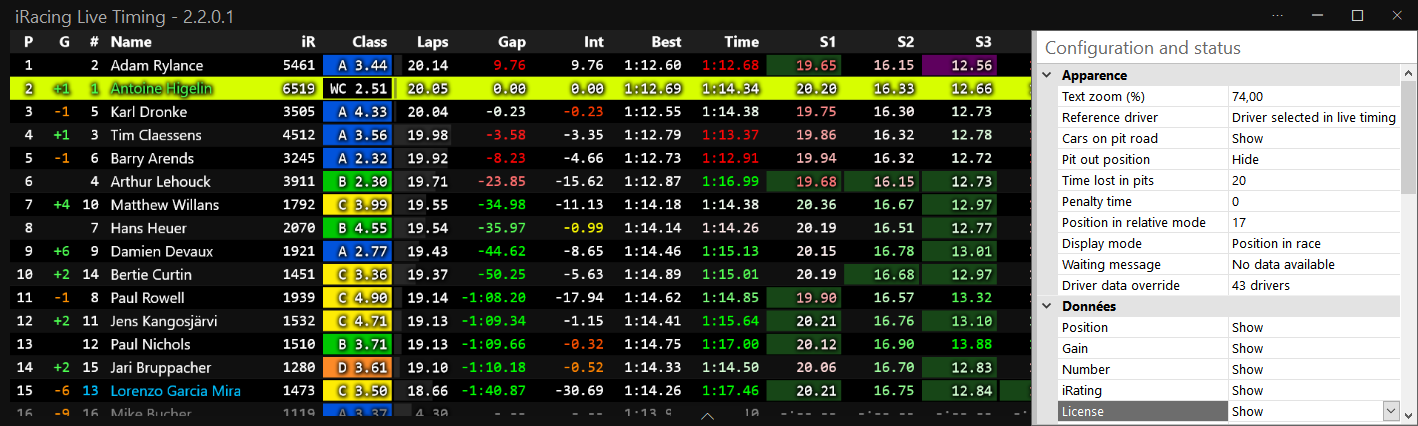 iRacing Live Timing App