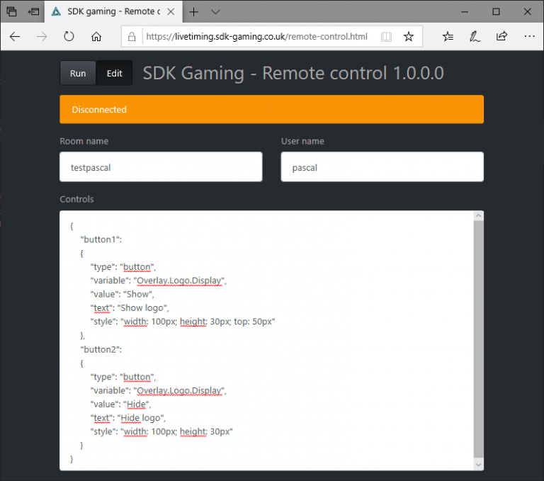 Remote Control Web App - SDK Gaming