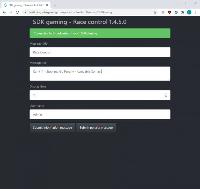 Race Control Web App - SDK Gaming